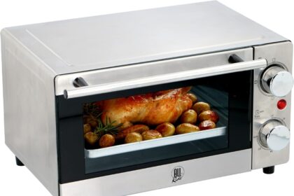 All Ride Forno Piccolo Elettrico per Camion 24v - Mini Forno Portatile 300 Watt, 9 Litri, Acciaio Inossidabile