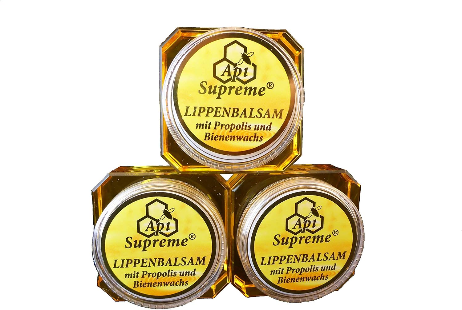 Api Supreme - Balsamo per labbra con propoli e cera d'api, 3 x 12 ml