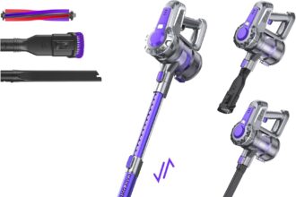 IAB Aspirapolvere Senza Fili 4 in 1, 160W Scopa Elettrica Senza Sacco Fili, Leggero ​Portatile Ciclonico Aspirapolvere con Aspirazione Potente Silenziosa