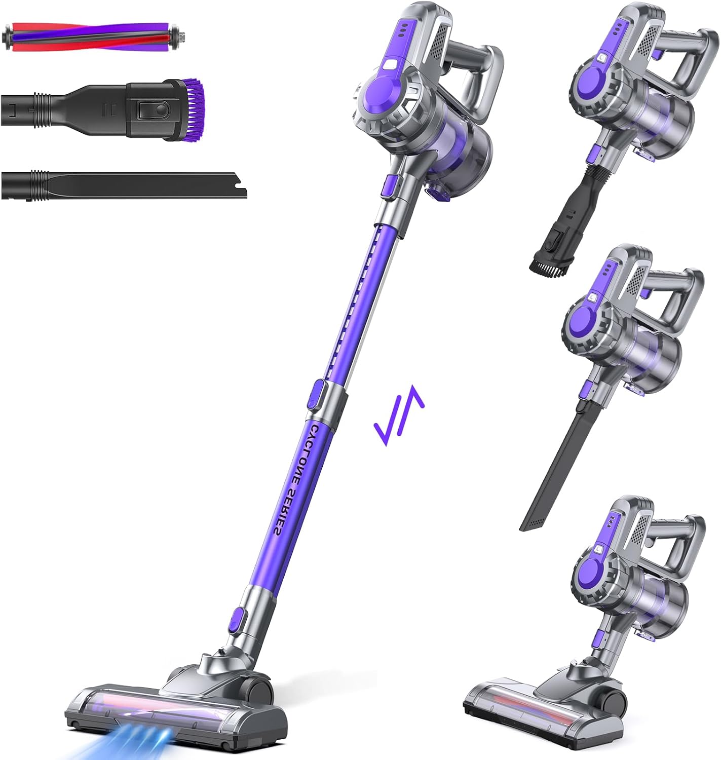 IAB Aspirapolvere Senza Fili 4 in 1, 160W Scopa Elettrica Senza Sacco Fili, Leggero ​Portatile Ciclonico Aspirapolvere con Aspirazione Potente Silenziosa