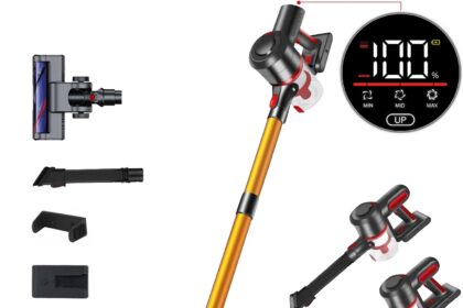 bestyks 400 W/30000 Pa, aspirapolvere a batteria, fino a 60 minuti di autonomia, senza fili, con spazzola anti-tangle/display LED, con pavimenti duri/peli di animali/moquette