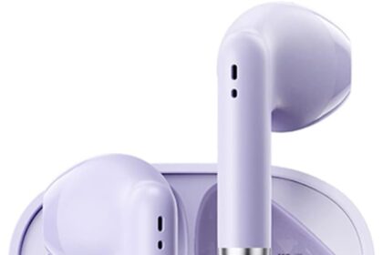 Auricolari Bluetooth senza fili viola blu per iPhone e telefoni Android, cuffie Bluetooth 5.3, bassi profondi, TWS, piccoli auricolari per piccoli canali uditivi per bambini e donne