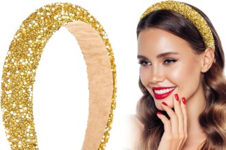 BOFUNX Cerchietto per Capelli Largo Cerchietto Capelli Donna con Strass Fascia per Capelli Glitter Fasce per Capelli Imbottite Accessori per Capelli Donna Ragazza