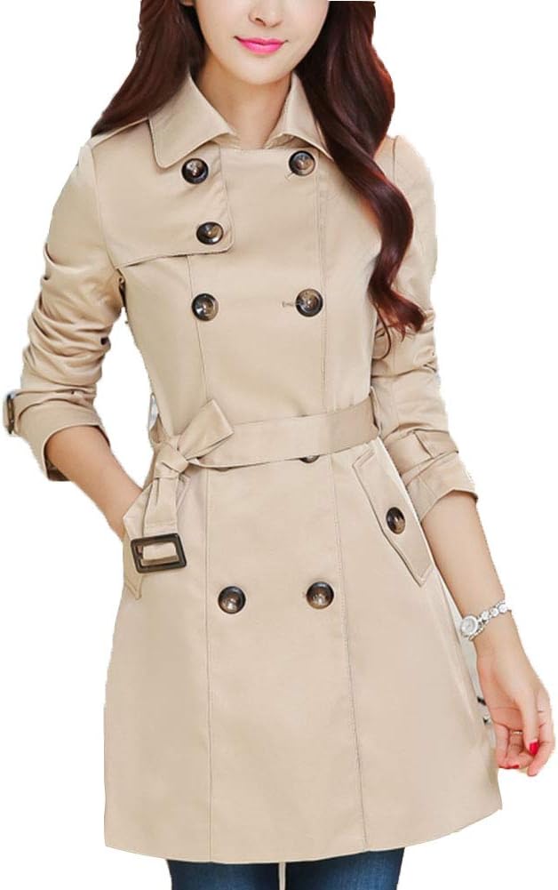 Classic Pink Trench Donna Invernale Elegante Cappotto Doppio Petto Blazer Ufficio Casual Autunno Parka Cachi S