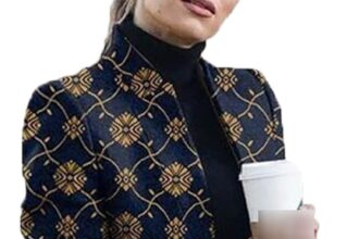Cappotto di Lana con Colletto alla Coreana Stampato Moda Autunno/Inverno Nuovo Stile