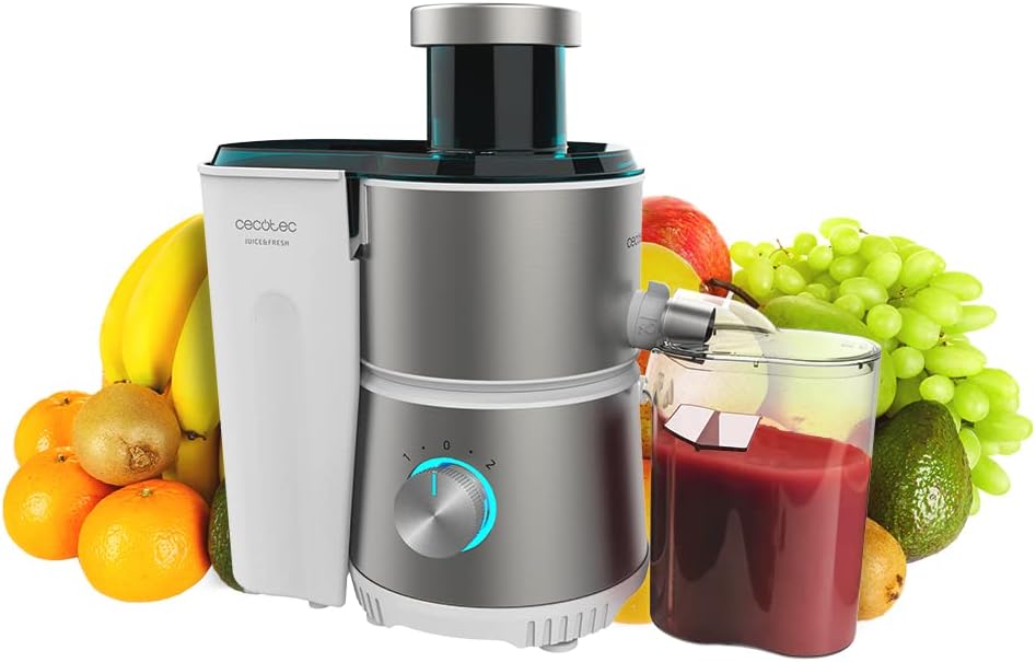 Cecotec Juice&Fresh 400 Titan White Frullatore orbitale 400 W, 20000 giri al minuto, dimensioni compatte, 2 velocità, disco nero rivestito in titanio, sistema antigoccia, brocca da 350 ml