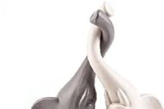pajoma - Coppia di Statuette in Ceramica a Forma di elefantini, Altezza 25,5 cm, Grigio