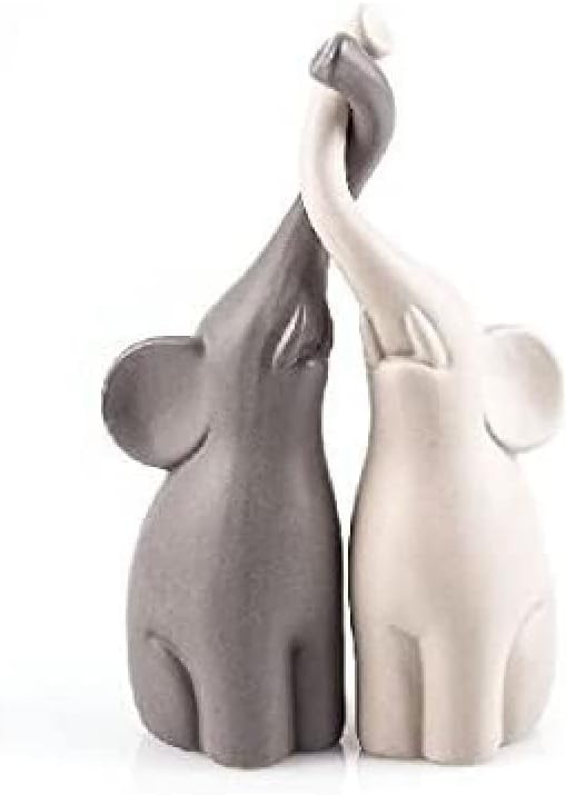 pajoma - Coppia di Statuette in Ceramica a Forma di elefantini, Altezza 25,5 cm, Grigio