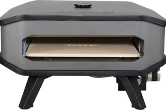 Cozze Forno per Pizza da Esterno con Pietra Cordierite | Pizze fino a Ø34 cm in 2 Minuti | Termometro Integrato | Alimentato a Gas | Ideale per Terrazzo e Campeggio