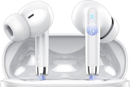 QXQ Cuffie Bluetooth, Auricolari Bluetooth 5.3 con 4 HD ENC Cancellazione Rumore Mic, 40 Ore di Riproduzione, IP7 Impermeabili Mini Cuffie Wireless in Ear, Cuffiette Stereo HiFi con Display LED,Bianco