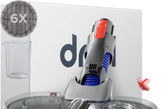 Dripl Testa di Mocio Elettrico per Dyson V7/V8/V10/V11/V15/Gen5 Aspirapolvere con serbatoio d'acqua removibile, 6 spazzole lavapavimenti e contenitore di riempimento (V7/V8/V10/V11/V15/Gen5)
