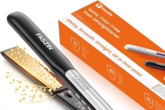 Faszin Piastra Capelli Professionale 2-In-1, Piastre Ioniche di Titanio, Riscaldamento In Soli 20 Secondi, Display LCD Chiaro, Ideale Per Capelli Lisci, Ricci e Mossi (nero profondo)