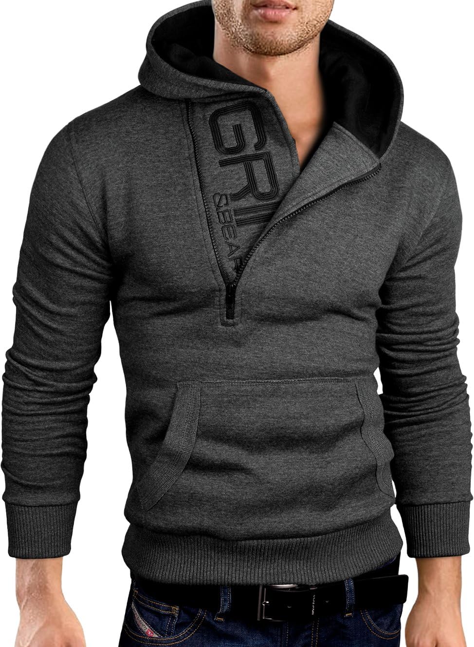 Grin&Bear Felpa con Cappuccio Uomo Slim Fit Sweatshirt GEC401