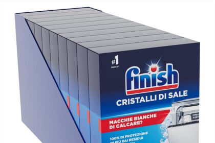 Finish Sale per lavastoviglie, Additivo per Lavastoviglie in cristalli di Sale per proteggere dal calcare e dalle macchie d'acqua, 10 confezioni da 920 gr (9,2kg)