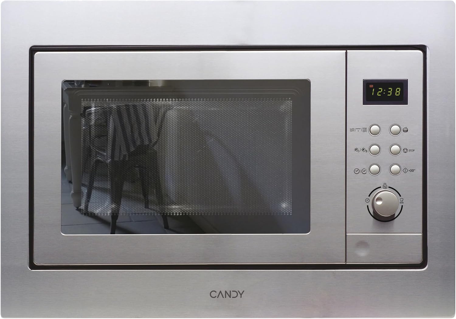 Candy MIC 201 EX Forno A Microonde Da Incasso Con Grill, 800 W, 20 Litri, Ricette Automatiche, Funzione Scongelamento, 59,5x34,35x38,2 Cm, Inox