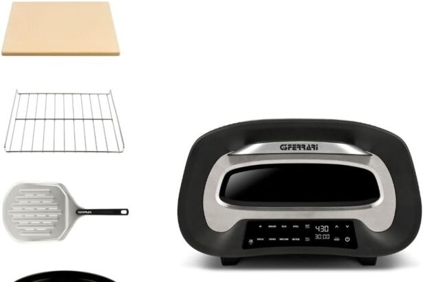G3 Ferrari G10186 "Pronto Pizza 2 Minuti", 1700 W, Raggiunge fino i 430°C, Pareti fredde, Cottura in 2 minuti, Display digitale, 8 programmi, Pietra refrattaria, Accessori e Ricettari inclusi, Nero