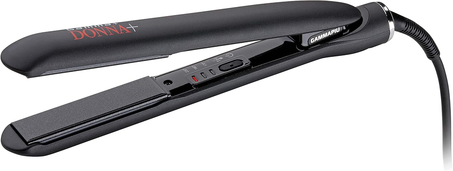 GAMMAPIU’ Piastra per Capelli Donna+, Ferro, Ceramica con Polvere di Diamante, Effetto Liscio a Lungo, 3 Temperature Regolabili, Riscaldamento Rapido, Autospegnimento