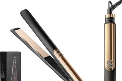 GAOEEIN Piastra per Capelli, 2 in 1 Piastra Capelli Lisci, Portatile, Display Digitale, 140-220℃, Rivestimento in Ceramica Avanzato, Ideale Capelli Lunghi e Folti, HS-3104