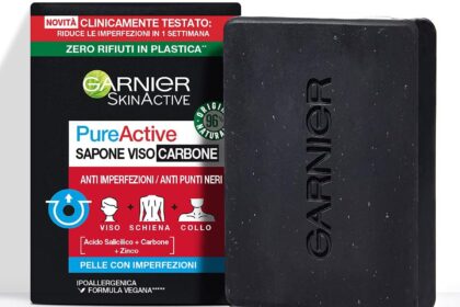 Garnier PureActive Sapone viso e corpo al carbone, Anti-imperfezioni, Formula vegana con 98% di ingredienti naturali, 100 g