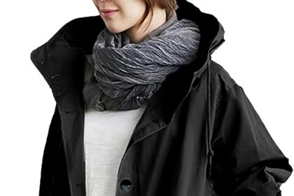 DayaEmmoTQ Giacca vento donna doppio - petto con coulisse, con cappuccio, a maniche lunghe, antivento, leggera, con risvolto casual