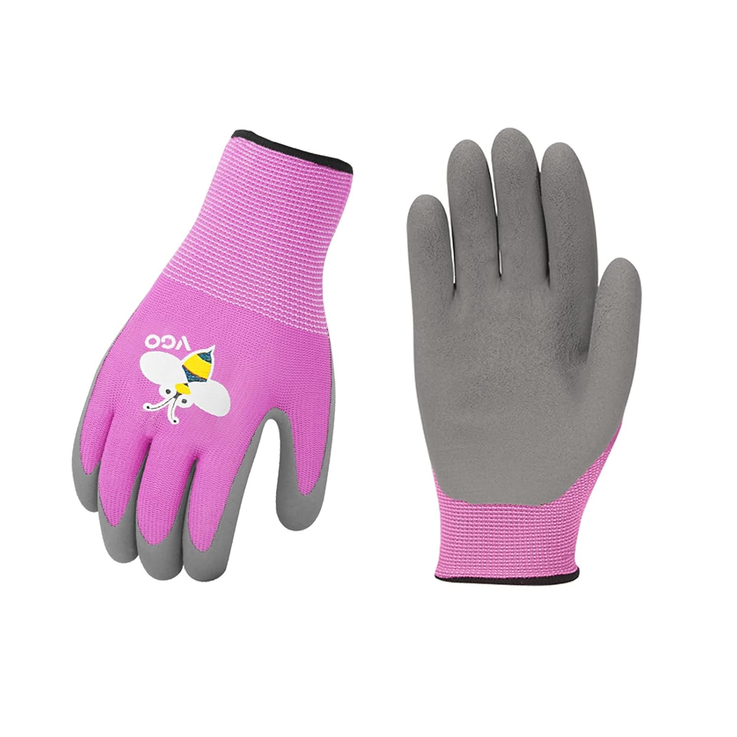 Vgo... Guanti da Lavoro per Bambini, Guanti Protettivi da Giardinaggio Gioco a Esterno Guanti Morbidi Traspiranti (1 paio, XXXS, RB6013-rosa)