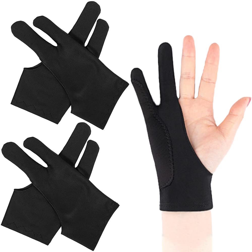 Newaner 4 PCS Guanto per Disegnare su Tavoletta Display Grafico, per Artisti, Antivegetativa, Elastic, per mano destra e sinistra (M)