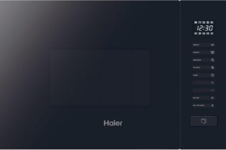 Haier HWO38MG2BHXB Series 2, forno a microonde integrabile con grill, capacità 20 l, potenza 1450 W, potenza grill 1000 W, 8 livelli di potenza, 6 funzioni, display touch, 8 menu automatici, nero