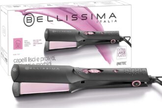 Bellissima Imetec B26 100 Piastra per Capelli Lunghi, Folti o Difficili da Disciplinare, Formato Extra Large, Rivestimento in Ceramica, 160° C - 230° C