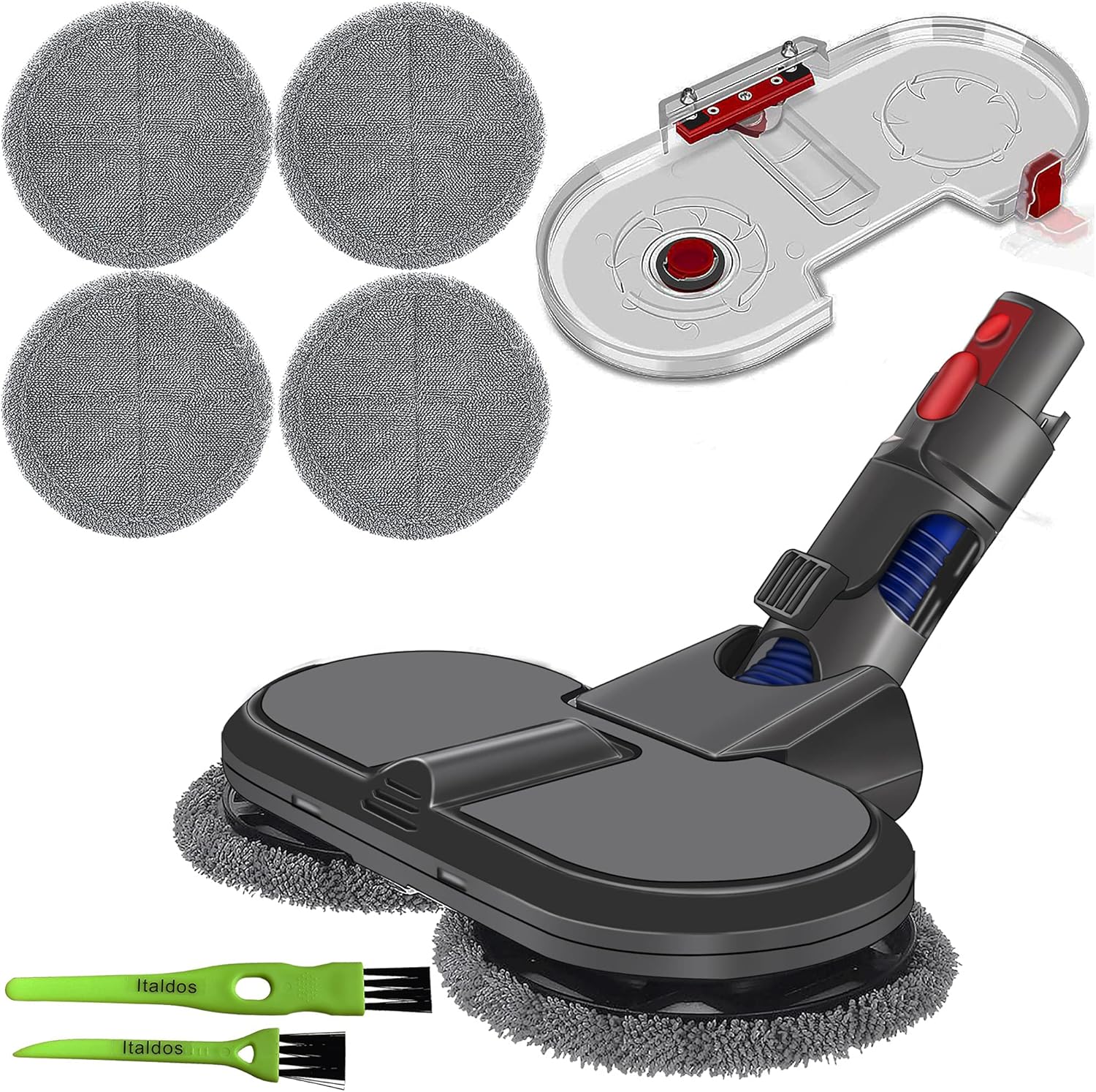 Italdos Spazzola Turbo Motorizzata Lavapavimento compatibile per Dyson V8 V10 V11 V7 Aspira Lava Lucidatura Pavimento Marmo Legno compreso Panno in Microfibra e Serbatoio per Acqua