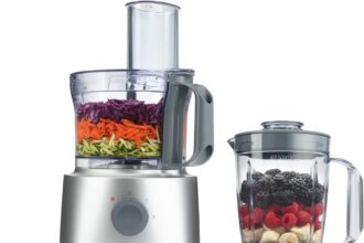 Kenwood FDP302SI Robot da Cucina con ciotola da 2,1L dotato di Frullatore da 1,2L+Spremiagrumi, gruppo lame e 1disco emulsionatore in acciaio inox, 2 velocità + Pulse, Silver