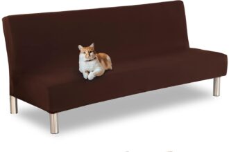 Lydevo Copridivano 3 Posti Senza Braccioli Elasticizzato Universale, Copridivano Letto Pieghevole Clic Clac Lavabile Rimovibile Estraibile, Fodera per Divano Futon per Soggiorno Casa,Caffè