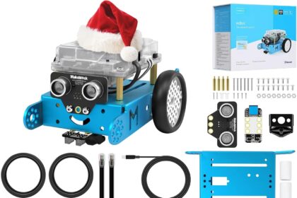 Makeblock mBot Robot Programmabile, STEM Giocattolo Compatibile con Programmazione Scratch / Arduino, Regali per Bambini Fonction Rileva Ostacoli, Segui linea, Robot di Codifica Robotico Kit - Blu