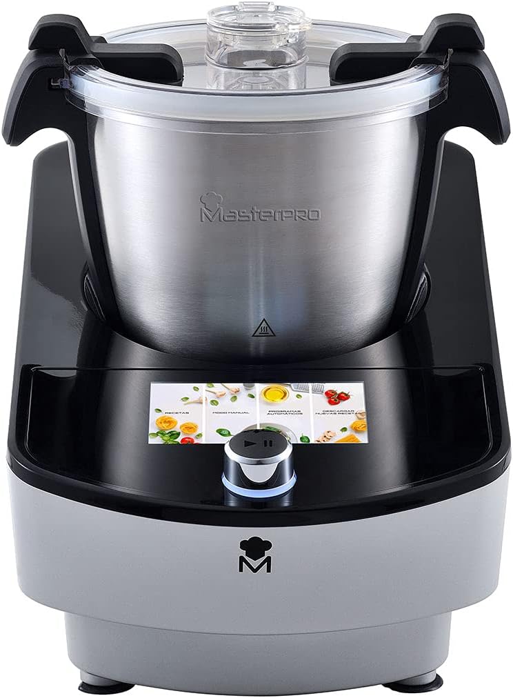 MasterPro Robot da cucina tattile- MultiCooker Touch 3, L, multifunzione, 9 programmi automatici, schermo tattile, 12 velocità, adatto per lavastoviglie, facile pulizia 1000 W, nero