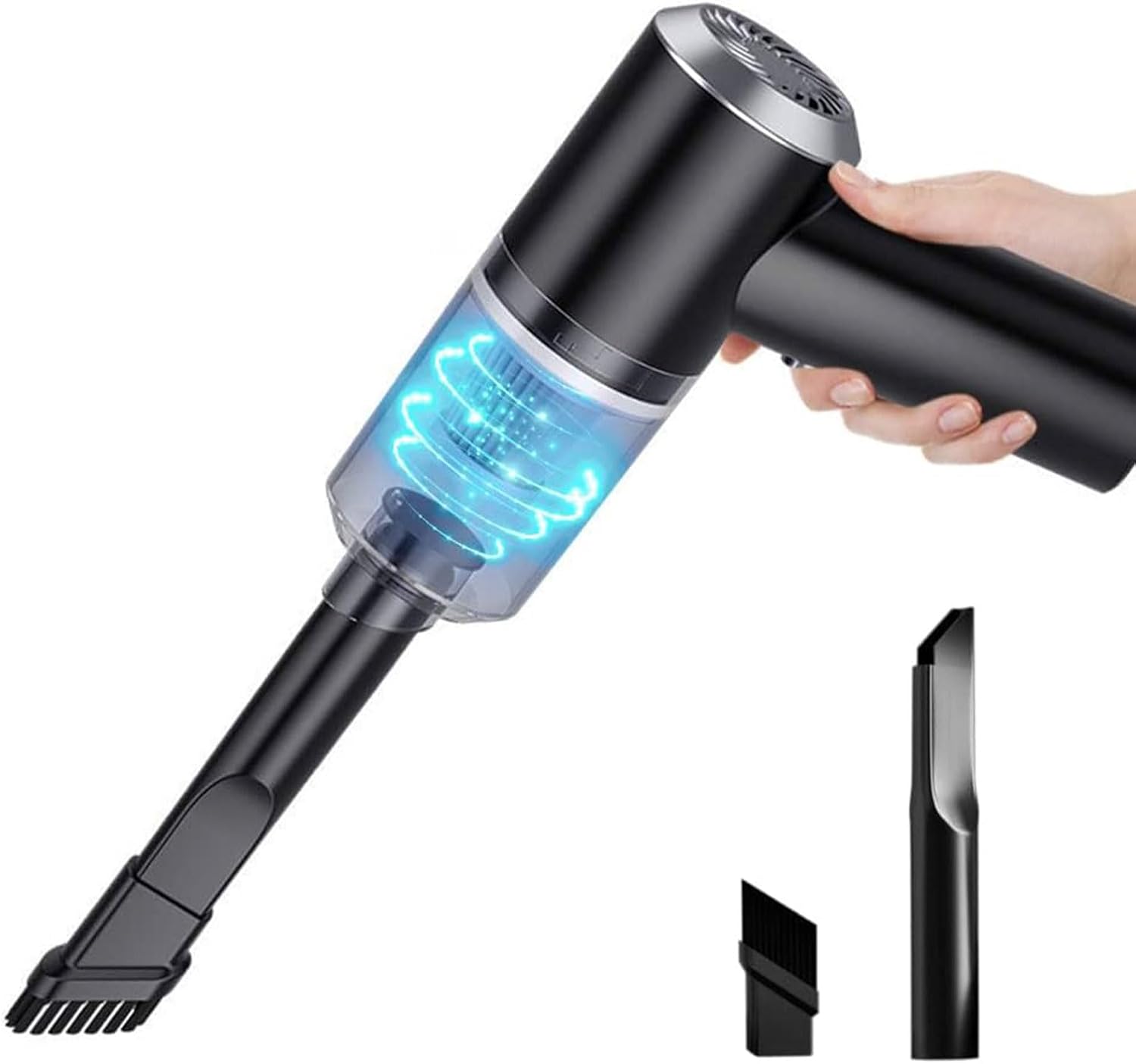 Mini Aspirapolvere per Auto Senza Filo Ricaricabile con USB, Aspirabriciole Portatile, (Potente 120W, 6000Pa, 7.4V), Nero