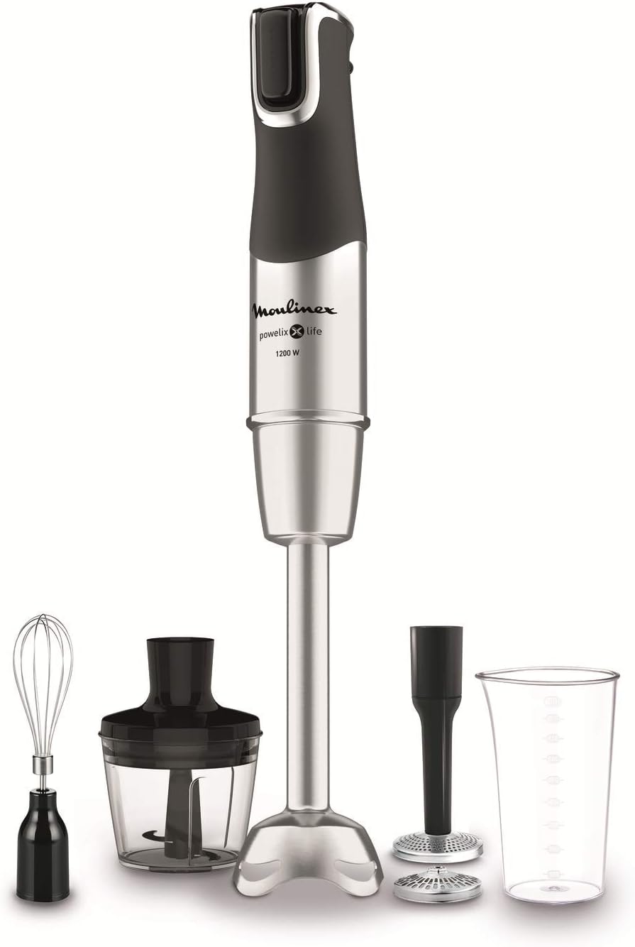 Moulinex DD95HD InfinyForce Pro Powelix Mixer a Immersione, 1200W, Mixer con Tecnologia Powelix, 4 Accessori, Bicchiere 800ml, Tritatutto 500 ml, Frusta e Schiacciapatate, Lame Rivestite in Titanio