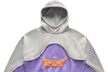NAGRI Uomo Vintage Graphic Hoodie Viola Grigio Patchwork Cotone Hoodie Felpa con Cappuccio Pullover
