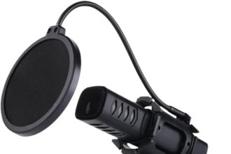 NK Microfono a Condensatore USB - Micro con treppiede e filtro antipop per PC/Mac / PS4-5, sistema anti-pop - Ampia compatibilità, Plug & Play (Streaming, Podcast, Youtube, Discord)