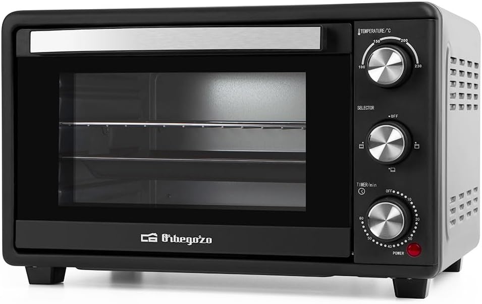 Orbegozo HCI 5025, forno elettrico, 25 litri, termostato regolabile, 1500 W, indicatore luminoso, timer, riscaldamento simulaneo o individuale, colore nero