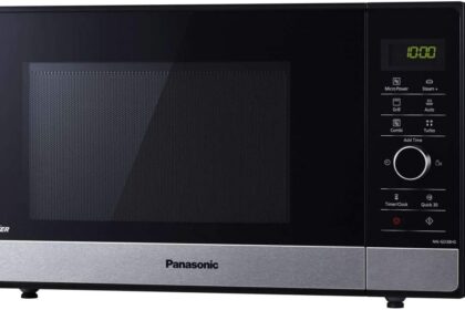 Panasonic NN-GD38HSSUG Forno Microonde Inverter e Grill con Piatto Rotante, 23 Litri, Acciaio Inox, 1000 W, Grill 1000 W, 17 Programmi Automatici, Griglia Metallica, Nero