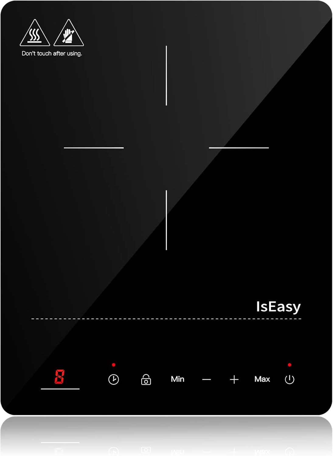 Piastra ad Induzione Portatile, IsEasy Piano Cottura Induzione, 2100 W, Piano Cottura, Timer da 8 ore, Sicurezza Bambini, Funzione Max & Min, Nero