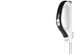 Polti Forzaspira Light e Clean, Scopa Elettrica con Filo, Senza Sacco, Tecnologia Ciclonica, Filtro HEPA, Spazzola con Luci, Parcheggio Verticale, Bianco e Grigio
