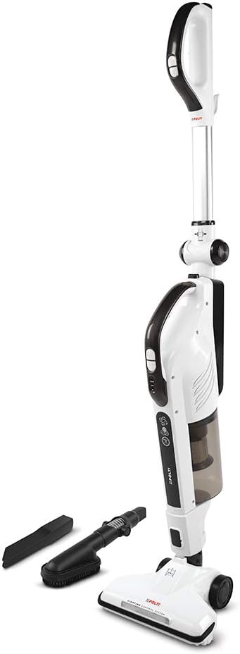 Polti Forzaspira Light e Clean, Scopa Elettrica con Filo, Senza Sacco, Tecnologia Ciclonica, Filtro HEPA, Spazzola con Luci, Parcheggio Verticale, Bianco e Grigio