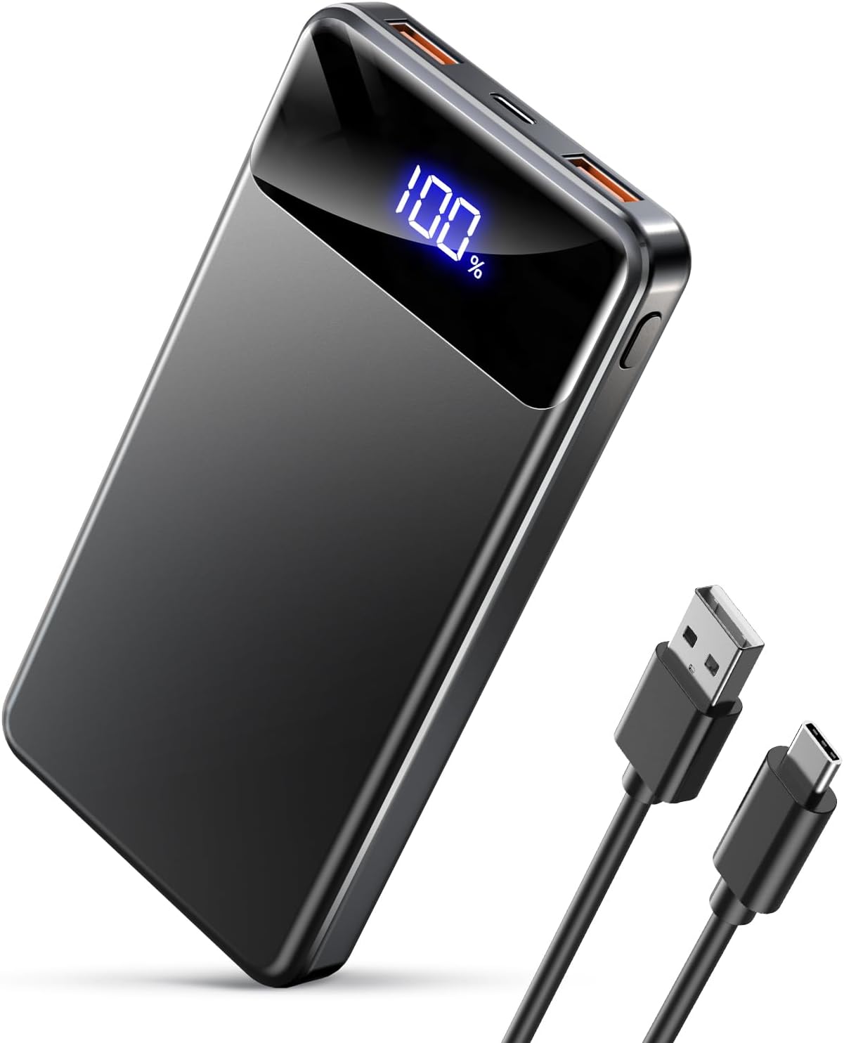 Power Bank, Caricatore Portatile 12000mAh, PD Batteria Esterna per cellulare Ricarica Rapida con USB-C/A per iPhone 16 15 14, Samsung, Xiaomi, Nero