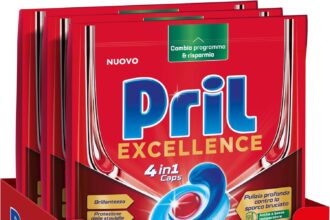 Pril Excellence 4in1 Caps, Detersivo Lavastoviglie in Caps a dissoluzione rapida, formato da 32x3 (96 capsule)