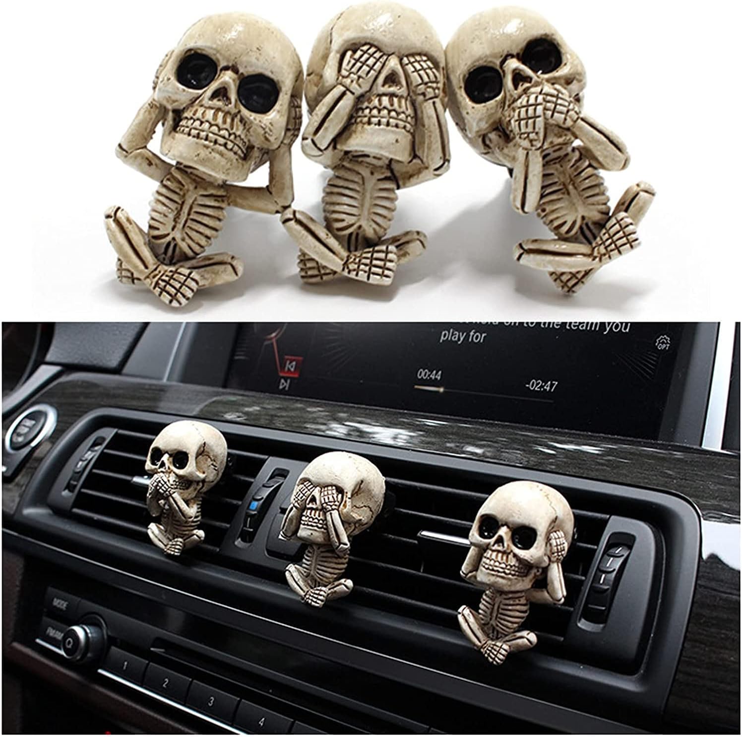 Profumatore per Auto, Profumo Auto Uomo Donna, 3pcs Halloween Teschio Profumi Diffusore Nuova, Deodorante Auto Decorazioni Accessori Interno Gadget, Regali Per La Festa Del Papa Idee Regalo
