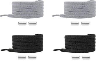 RISVOWO 6 Paia Lacci Elastici per Scarpe, Lacci Senza Nodo in Metallo per Tutti Gli Adulti e i Bambini, No Tie Lacci in Gomma Elastica per Scarpe da Ginnastica,Scarpe da Corsa, Scarpe Casual(100cm)