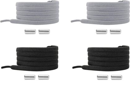 RISVOWO 6 Paia Lacci Elastici per Scarpe, Lacci Senza Nodo in Metallo per Tutti Gli Adulti e i Bambini, No Tie Lacci in Gomma Elastica per Scarpe da Ginnastica,Scarpe da Corsa, Scarpe Casual(100cm)