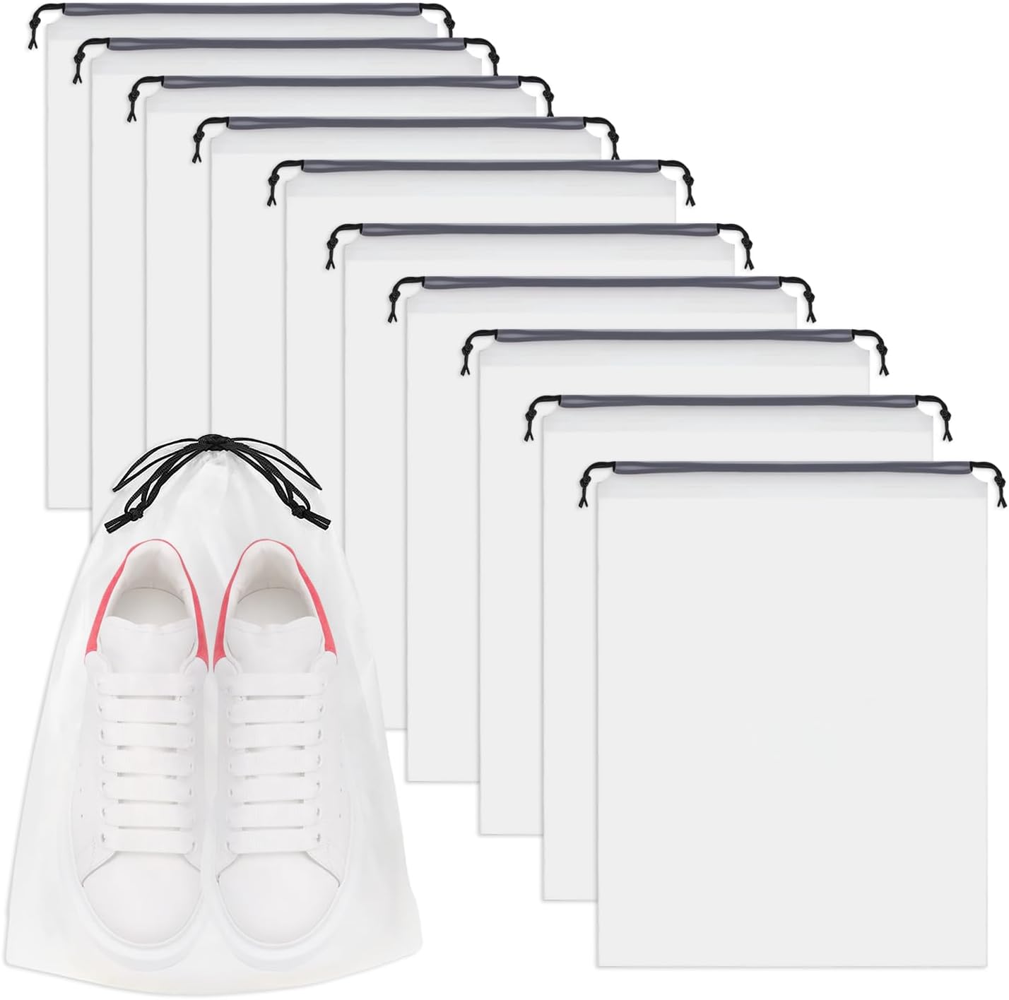 RYAN 24 pezzi Borsa Scarpe da Viaggio 40 x 30cm Borsa Calzature Coulisse Trasparente Smerigliata Antipolvere Sacchetti Scarpe per Calzature con Finestrella Trasparente