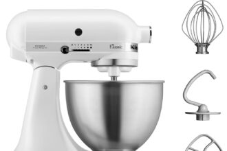 KitchenAid 5K45SSEWH robot da cucina classico, 10 velocità , 4.3 L, Bianco 36x37x23cm
