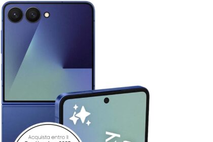 Samsung Galaxy Z Flip7 Smartphone AI pieghevole, 3 anni di Garanzia del produttore, RAM 12GB, 512GB, Display 4,1" Super AMOLED/6,9" Dynamic AMOLED 2X, Fotocamera 50MP, Blue Shadow [Versione italiana]